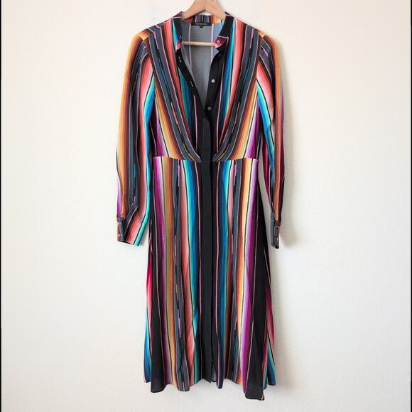 Kobi Halperin Steffi Striped Shirtdress Womens Midi Dress XS Colorful Southwest - Picture 6 of 13